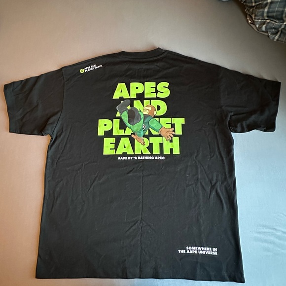 AAPE by A Bathing Ape (BAPE) Planet Earth Tee Black Size XL BNWT - Picture 2 of 2